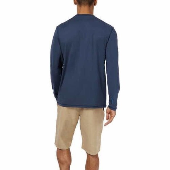 Hang Ten Blue Long Sleeve Quick Dry T Shirt NEW Sz Large UPF 50+ UVA/UVB Sun Tee - Picture 2 of 3